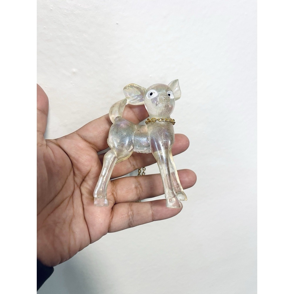 Vtg 1970's Lucite Plastic Doe Big Ear Deer Figurines-Hong Kong Christmas - Picture 2 of 4